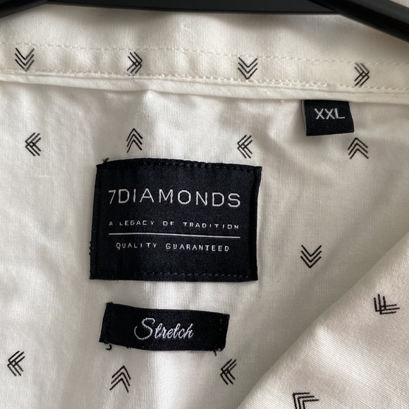 7 Diamonds Short Sleeved Button Down XXL White - Picture 2 of 6